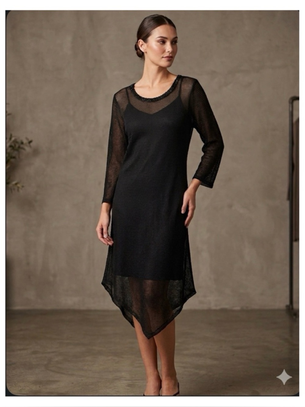 Amunche Fair Knit Long Netted Dress